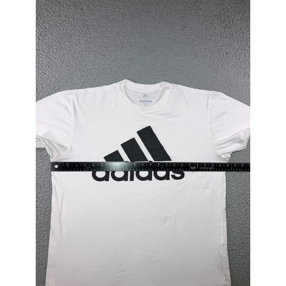 Adidas Golf Big Logo Graphic T-Shirt Mens L White Black Spellout Classic Cotton